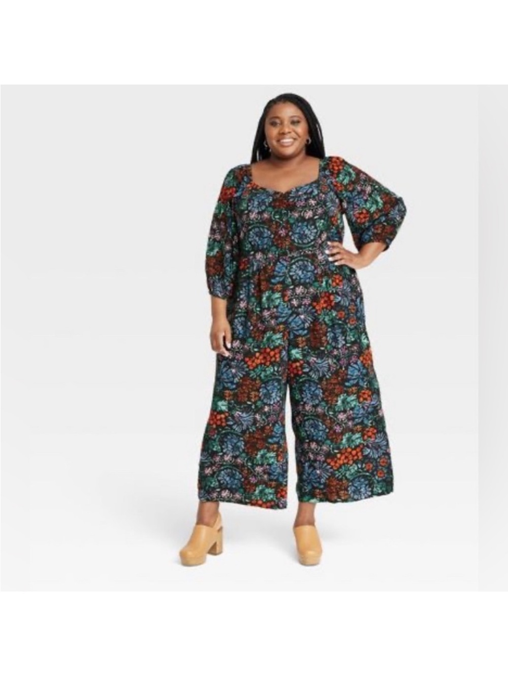 Knox Rose Multi-Color Floral Wide-Leg Jumpsuit